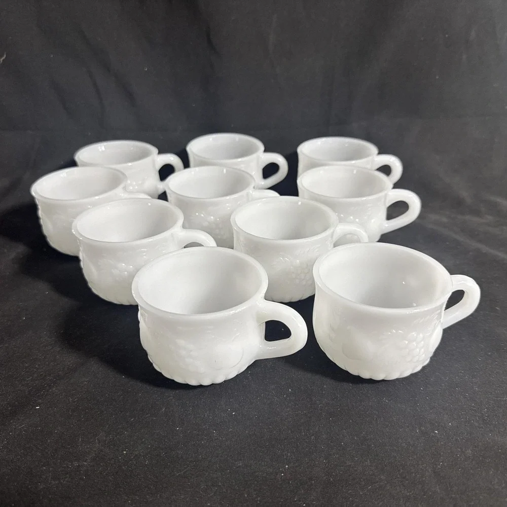 Milk Glass Punch Cups Set Of 10 Jeanette Glass Grapes
